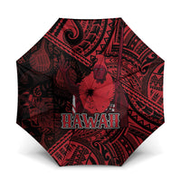 Hawaii King Kamehameha Umbrella With Hawaiian Ipu Motifs Red Version