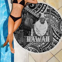 Hawaii King Kamehameha Beach Blanket With Hawaiian Ipu Motifs Black Version