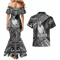 Hawaii King Kamehameha Couples Matching Mermaid Dress and Hawaiian Shirt With Hawaiian Ipu Motifs Black Version LT05 - Polynesian Pride
