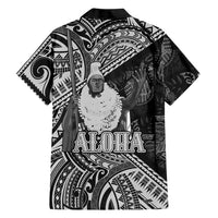 Hawaii King Kamehameha Family Matching Puletasi and Hawaiian Shirt With Hawaiian Ipu Motifs Black Version LT05 - Polynesian Pride