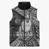 Hawaii King Kamehameha Sleeveless Puffer Jacket With Hawaiian Ipu Motifs Black Version