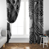Hawaii King Kamehameha Window Curtain With Hawaiian Ipu Motifs Black Version