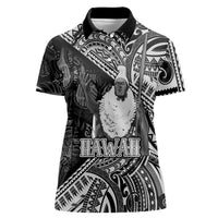 Hawaii King Kamehameha Women Polo Shirt With Hawaiian Ipu Motifs Black Version