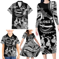 Hawaii Beautiful Hula Dancers Family Matching Long Sleeve Bodycon Dress and Hawaiian Shirt With Ipu Keke And Pahu Drum LT05 - Polynesian Pride