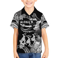 Hawaii Beautiful Hula Dancers Family Matching Long Sleeve Bodycon Dress and Hawaiian Shirt With Ipu Keke And Pahu Drum LT05 Son's Shirt Black - Polynesian Pride