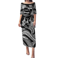 Hawaii Beautiful Hula Dancers Family Matching Puletasi and Hawaiian Shirt With Ipu Keke And Pahu Drum LT05 Mom's Dress Black - Polynesian Pride