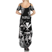 Hawaii Beautiful Hula Dancers Summer Maxi Dress With Ipu Keke And Pahu Drum