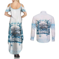 Hawaii Sugar Plantation Couples Matching Summer Maxi Dress and Long Sleeve Button Shirt With Hawaiian Tapa Pattern
