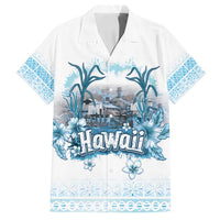 Hawaii Sugar Plantation Family Matching Long Sleeve Bodycon Dress and Hawaiian Shirt With Hawaiian Tapa Pattern LT05 Dad's Shirt - Short Sleeve White - Polynesian Pride