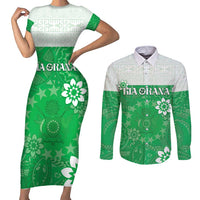 Cook Islands Maori Language Week Couples Matching Short Sleeve Bodycon Dress and Long Sleeve Button Shirt Pacific Tapa Pattern