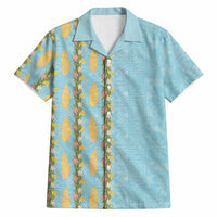 Hawaii Shell Tiare Anthurium Heliconia Lei Hawaiian Shirt With Tapa Pattern Baby Blue LT05 Blue - Polynesian Pride
