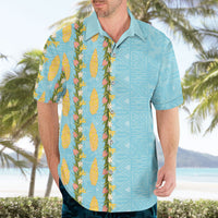 Hawaii Shell Tiare Anthurium Heliconia Lei Hawaiian Shirt With Tapa Pattern Baby Blue LT05 - Polynesian Pride