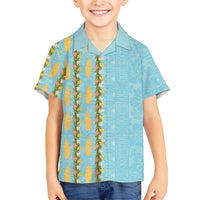 Hawaii Shell Tiare Anthurium Heliconia Lei Hawaiian Shirt With Tapa Pattern Baby Blue LT05 - Polynesian Pride