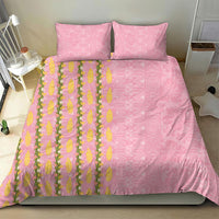 Hawaii Shell Tiare Anthurium Heliconia Lei Bedding Set With Tapa Pattern Baby Pink