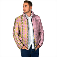 Hawaii Shell Tiare Anthurium Heliconia Lei Padded Jacket With Tapa Pattern Baby Pink
