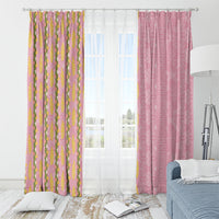 Hawaii Shell Tiare Anthurium Heliconia Lei Window Curtain With Tapa Pattern Baby Pink