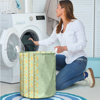 Hawaii Shell Tiare Anthurium Heliconia Lei Laundry Basket With Tapa Pattern Baby Green