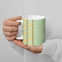 Hawaii Shell Tiare Anthurium Heliconia Lei Ceramic Mug With Tapa Pattern Baby Green
