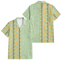 Hawaii Shell Tiare Anthurium Heliconia Lei Family Matching Long Sleeve Bodycon Dress and Hawaiian Shirt With Tapa Pattern Baby Green LT05 Dad's Shirt - Short Sleeve Green - Polynesian Pride