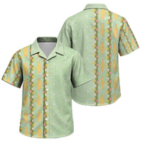 Hawaii Shell Tiare Anthurium Heliconia Lei Family Matching Long Sleeve Bodycon Dress and Hawaiian Shirt With Tapa Pattern Baby Green LT05 Son's Shirt Green - Polynesian Pride