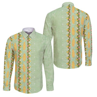 Hawaii Shell Tiare Anthurium Heliconia Lei Family Matching Short Sleeve Bodycon Dress and Hawaiian Shirt With Tapa Pattern Baby Green LT05 Dad's Shirt - Long Sleeve Green - Polynesian Pride