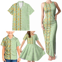 Hawaii Shell Tiare Anthurium Heliconia Lei Family Matching Tank Maxi Dress and Hawaiian Shirt With Tapa Pattern Baby Green LT05 - Polynesian Pride