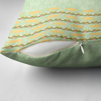 Hawaii Shell Tiare Anthurium Heliconia Lei Pillow Cover With Tapa Pattern Baby Green