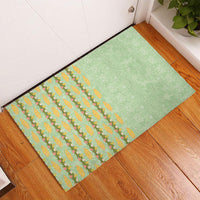 Hawaii Shell Tiare Anthurium Heliconia Lei Rubber Doormat With Tapa Pattern Baby Green