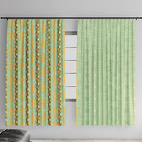 Hawaii Shell Tiare Anthurium Heliconia Lei Window Curtain With Tapa Pattern Baby Green