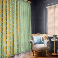 Hawaii Shell Tiare Anthurium Heliconia Lei Window Curtain With Tapa Pattern Baby Green