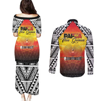 Papua New Guinea Independence Day Couples Matching Puletasi and Long Sleeve Button Shirt One People One Nation One PNG LT05 - Polynesian Pride
