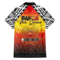 Papua New Guinea Independence Day Family Matching Off Shoulder Short Dress and Hawaiian Shirt One People One Nation One PNG LT05 Dad's Shirt - Long Sleeve Yellow - Polynesian Pride