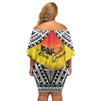 Papua New Guinea Independence Day Off Shoulder Short Dress One People One Nation One PNG LT05 - Polynesian Pride