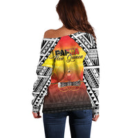 Papua New Guinea Independence Day Off Shoulder Sweater One People One Nation One PNG LT05 - Polynesian Pride