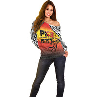 Papua New Guinea Independence Day Off Shoulder Sweater One People One Nation One PNG LT05 - Polynesian Pride