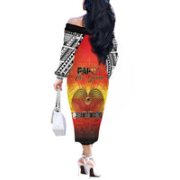Papua New Guinea Independence Day Off The Shoulder Long Sleeve Dress One People One Nation One PNG LT05 - Polynesian Pride