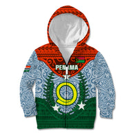 Personalized Vanuatu Penama Province Kid Hoodie Vanuatuan Coat Of Arms Polynesian Pattern LT05 Zip Hoodie Green - Polynesian Pride