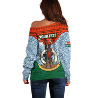 Personalized Vanuatu Penama Province Off Shoulder Sweater Vanuatuan Coat Of Arms Polynesian Pattern LT05 - Polynesian Pride