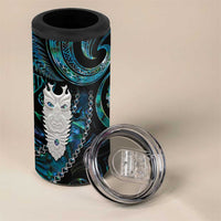 New Zealand Aotearoa 4 in 1 Can Cooler Tumbler Maori Tane Te Waiora Paua Shell Glitter Turquoise