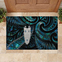 New Zealand Aotearoa Rubber Doormat Maori Tane Te Waiora Paua Shell Glitter Turquoise LT05 Turquoise - Polynesian Pride