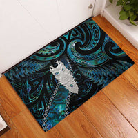 New Zealand Aotearoa Rubber Doormat Maori Tane Te Waiora Paua Shell Glitter Turquoise LT05 - Polynesian Pride
