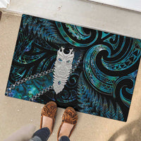 New Zealand Aotearoa Rubber Doormat Maori Tane Te Waiora Paua Shell Glitter Turquoise LT05 - Polynesian Pride