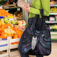 New Zealand Aotearoa Grocery Bag Maori Tane Te Waiora Paua Shell Glitter Purple