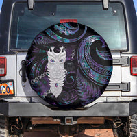New Zealand Aotearoa Spare Tire Cover Maori Tane Te Waiora Paua Shell Glitter Purple