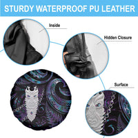 New Zealand Aotearoa Spare Tire Cover Maori Tane Te Waiora Paua Shell Glitter Purple