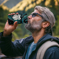 New Zealand Aotearoa 4 in 1 Can Cooler Tumbler Maori Wheku Paua Shell Glitter Turquoise