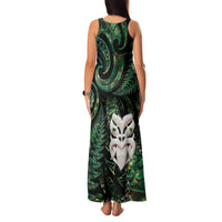 New Zealand Aotearoa Family Matching Tank Maxi Dress and Hawaiian Shirt Maori Wheku Paua Shell Glitter Green