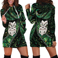 New Zealand Aotearoa Hoodie Dress Maori Wheku Paua Shell Glitter Green LT05 - Polynesian Pride