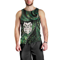 New Zealand Aotearoa Men Tank Top Maori Wheku Paua Shell Glitter Green