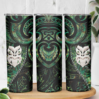 New Zealand Aotearoa Skinny Tumbler Maori Wheku Paua Shell Glitter Green